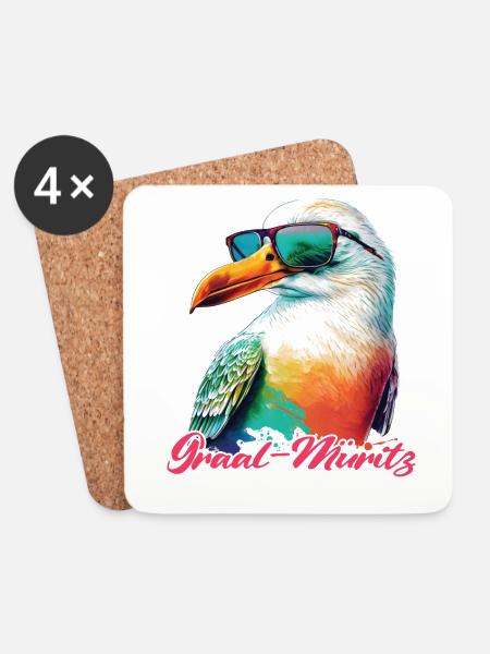 Graal Müritz Urlaub coole Möwe mit Sonnenbrille - Untersetzer (4er-Set) - Weiß