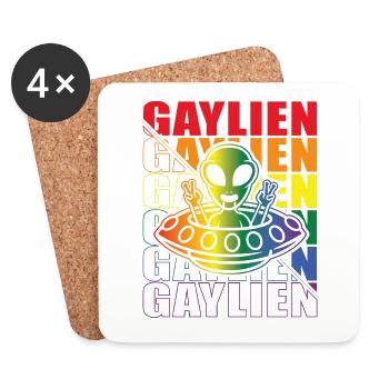 Gender Lesbian, Gay, Trans, Queer Rainbow - Coasters (set of 4) - white - Front