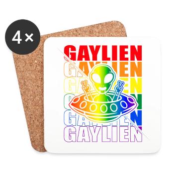 Gender Lesbian, Gay, Trans, Queer Rainbow - Coasters (set of 4) - white - Front