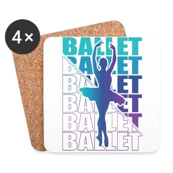 Ballet, Ballerine, Fille, Fille, Danse - Dessous de verre (lot de 4) - blanc - Devant