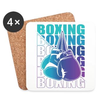 Boxen Arts Martiaux Boxe Box Club Boxeur - Dessous de verre (lot de 4) - blanc - Devant
