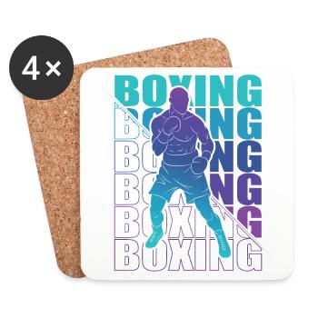 Boxen Arts Martiaux Boxe Box Club Boxeur - Dessous de verre (lot de 4) - blanc - Devant