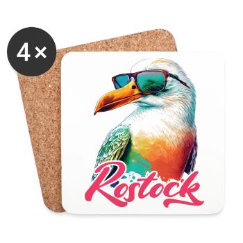 Rostock holiday cool colorful seagull with sunglasses - Coasters (set of 4) - white - Front