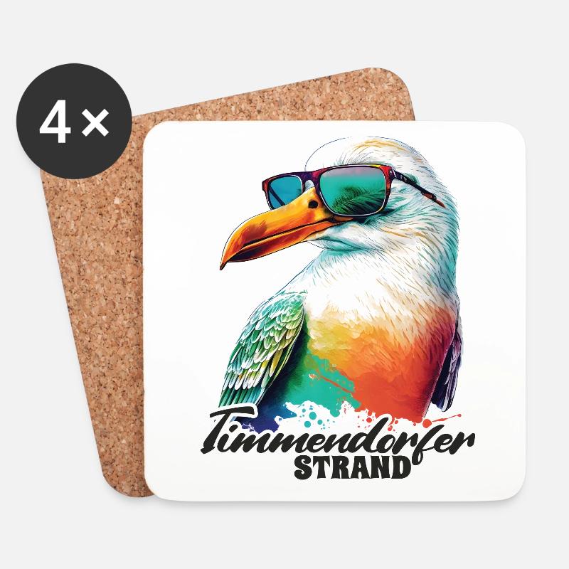 Timmendorfer Strand Urlaub Möwe mit Sonnenbrille - Untersetzer (4er-Set) - Weiß