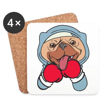 Dog Boxer Martial Athlete Sparring Combat Sports - Coasters (set of 4) - white - Front