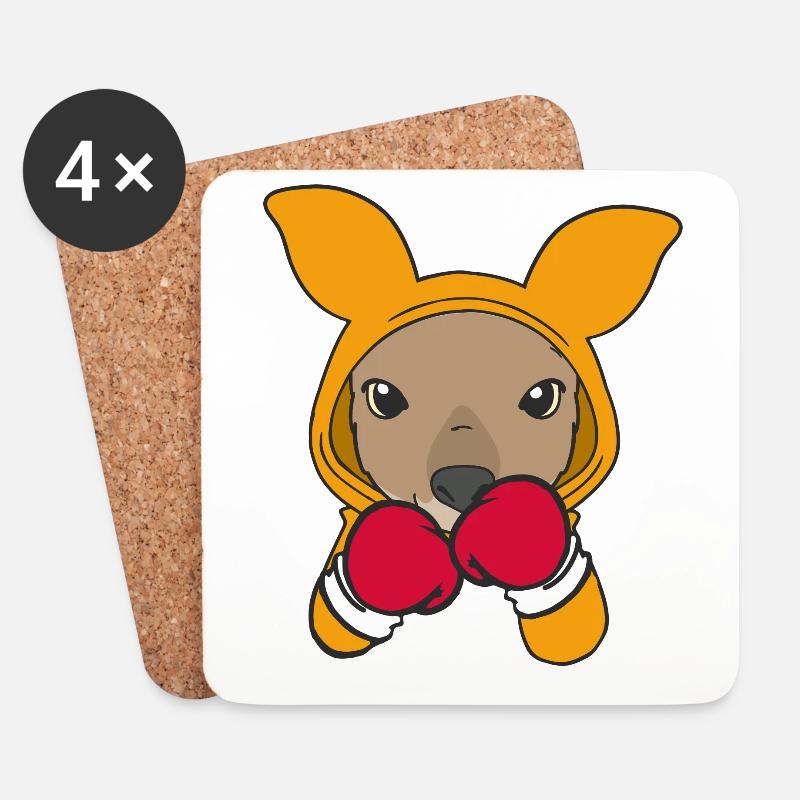 Känguru Boxer Kampfsportler Sparring Sport Boxen - Untersetzer (4er-Set) - Weiß