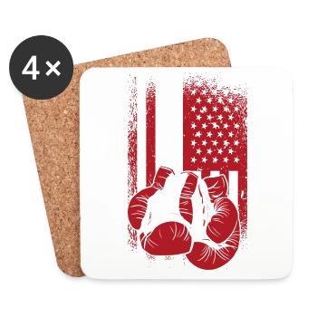 Boxen Sparring Handschuhe American Sports Flagge - Untersetzer (4er-Set) - Weiß - Vorne