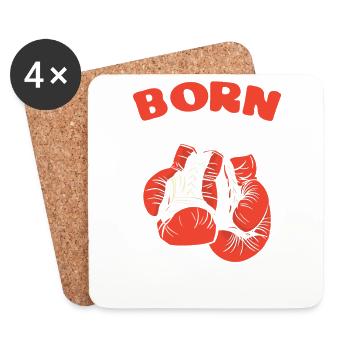 Né pour être un boxeur Sparring Gants d’entraînement - Dessous de verre (lot de 4) - blanc - Devant