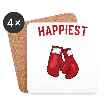Happiest When I'm Boxing Gloves Sport Boxer Boxen - Untersetzer (4er-Set) - Weiß - Vorne