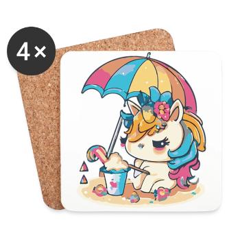 Cute unicorn for kids - Summer Edition - Coasters (set of 4) - white - Front
