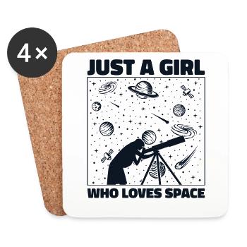 Juste une fille qui aime l’astronomie cosmologiste spatiale - Dessous de verre (lot de 4) - blanc - Devant