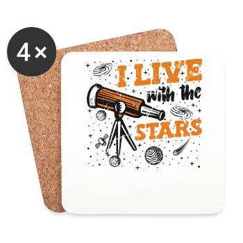 Je vis avec les étoiles Cosmologiste Ciel étoilé - Dessous de verre (lot de 4) - blanc - Devant
