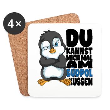 Kannst mich mal am Südpol küssen Pinguine - Untersetzer (4er-Set) - Weiß - Vorne