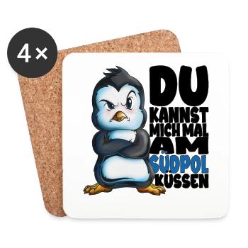 Kannst mich mal am Südpol küssen Pinguine - Untersetzer (4er-Set) - Weiß - Vorne
