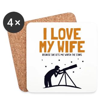 J’aime ma femme Astronomie Ciel étoilé Cosmologiste - Dessous de verre (lot de 4) - blanc - Devant