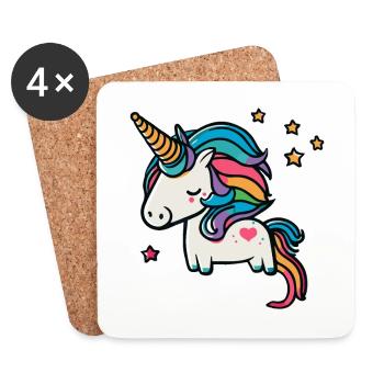 Süßes magisches Einhorn für Kita und Schule - Untersetzer (4er-Set) - Weiß - Vorne