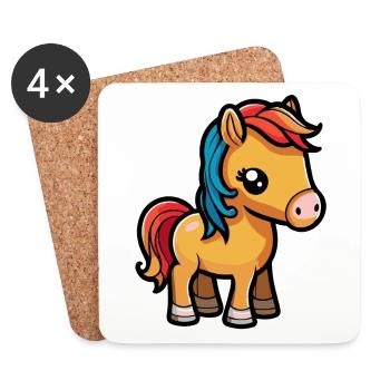 Cute horse for school beginners and kindergarten children - Coasters (set of 4) - white - Front