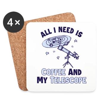 Le café et mon télescope Cosmologiste Starry Sky - Dessous de verre (lot de 4) - blanc - Devant