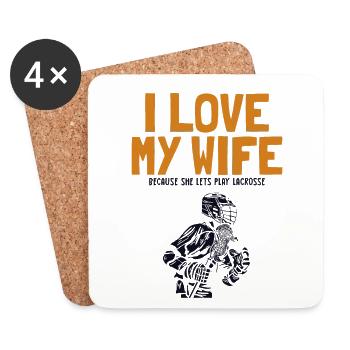 I Love My Wife Lacrosse Intercrosse Lax Player - Coasters (set of 4) - white - Front