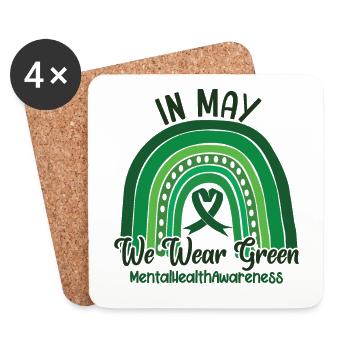 In May We Wear Green Mental Health - Coasters (set of 4) - white - Front