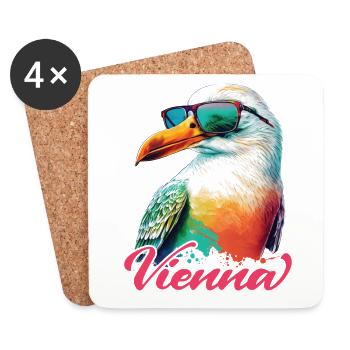 Vienna Austria Holiday Seagull with Sunglasses - Coasters (set of 4) - white - Front
