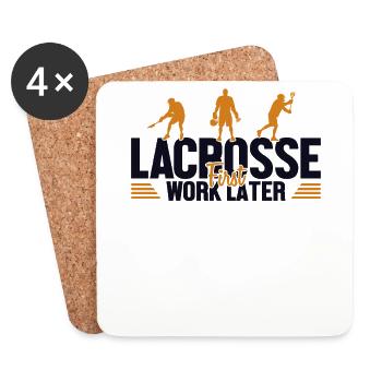 Lacrosse First Work Later Lax Spieler Polocrosse - Untersetzer (4er-Set) - Weiß - Vorne