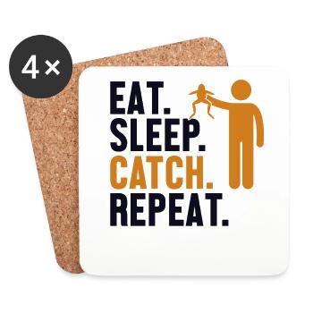 Eat Sleep Catch Repeat Kaulquappe Laubfrosch - Untersetzer (4er-Set) - Weiß - Vorne