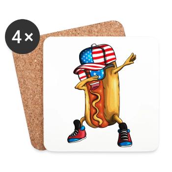 Funny Hot Dog Dabbing Fast Food Food Cooking - Coasters (set of 4) - white - Front