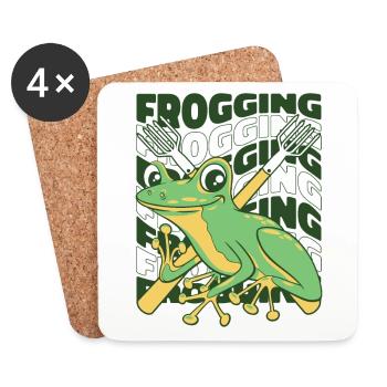Frogging Kaulquappe Laubfrosch Kröte Frosch Fänger - Untersetzer (4er-Set) - Weiß - Vorne