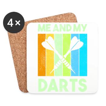Darts Sport Verein, Dartscheibe, Pfeil Sport Dart - Untersetzer (4er-Set) - Weiß - Vorne