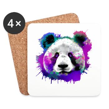 Colorful panda with splashes - Coasters (set of 4) - white - Front
