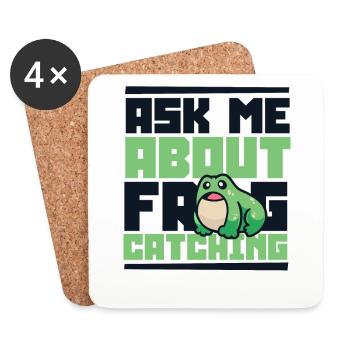 Ask Me About Frog Catching Kaulquappe Kröte - Untersetzer (4er-Set) - Weiß - Vorne