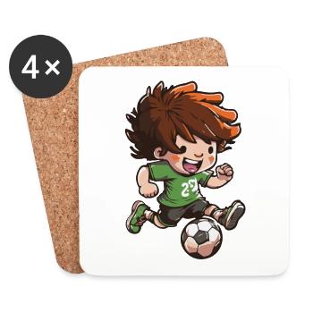 Kindergarten Fußball 1. Klasse Einschulung Jungen - Untersetzer (4er-Set) - Weiß - Vorne