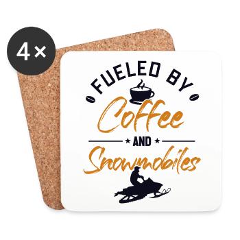 Fueled by Coffee and Snowmobiles Snowmobile - Coasters (set of 4) - white - Front