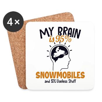 Mon cerveau est composé à 95 % de conducteurs de motoneige - Dessous de verre (lot de 4) - blanc - Devant