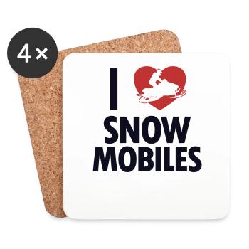 I love Snowmobiles Schneemotorrad Snowmobile - Untersetzer (4er-Set) - Weiß - Vorne