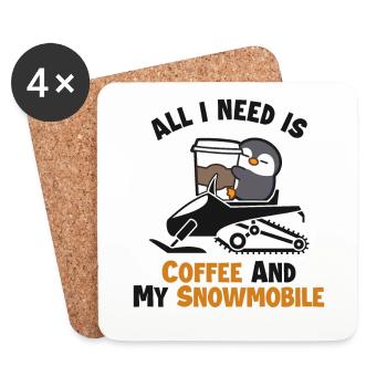 Coffee and my Snowmobile Snowmobile Driver - Coasters (set of 4) - white - Front