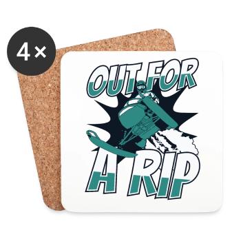 Out for A Rip Snowmobile Snowmobile Drivers - Coasters (set of 4) - white - Front