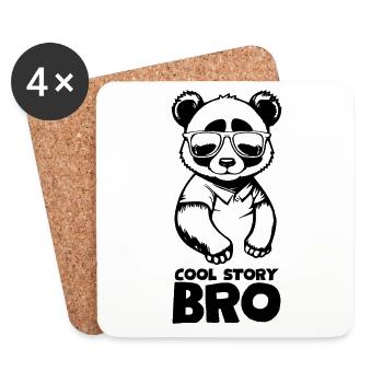 Cool panda "Cool Story Bro" with sunglasses - Coasters (set of 4) - white - Front