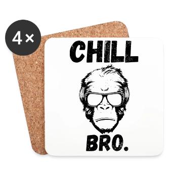 Chill Bro Monkey avec des lunettes de soleil Outfit amusant - Dessous de verre (lot de 4) - blanc - Devant