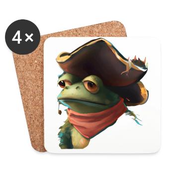 Piratenfrosch Frosch Piraten - Untersetzer (4er-Set) - Weiß - Vorne