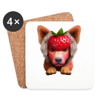 Strawberry Dog Dog - Coasters (set of 4) - white - Front