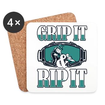 Grip It And Rip It Schneemotorrad Snowmobile - Untersetzer (4er-Set) - Weiß - Vorne