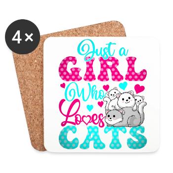 Ich liebe Katzen Katzenliebe Girl Who Loves Cats - Untersetzer (4er-Set) - Weiß - Vorne