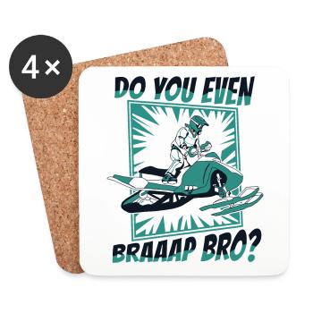 Do You Even Braaap Bro Motorschlitten Snowmobile - Untersetzer (4er-Set) - Weiß - Vorne