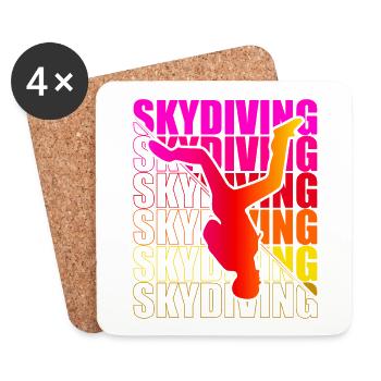 Skydive Freefly Fallschirmspringer Shirt Skydiving - Untersetzer (4er-Set) - Weiß - Vorne