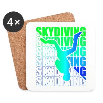 Skydive Freefly Fallschirmspringer Shirt Skydiving - Untersetzer (4er-Set) - Weiß - Vorne
