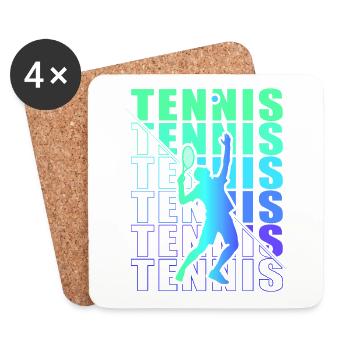 Tennis Bekleidung für Tennisspieler, Fans Coaches - Untersetzer (4er-Set) - Weiß - Vorne