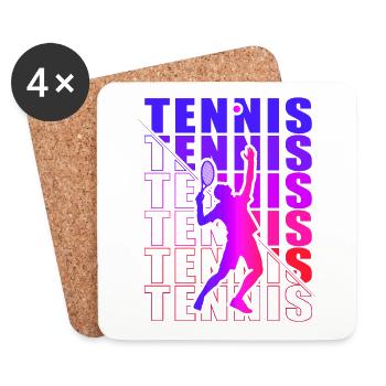 Tennis Bekleidung für Tennisspieler, Fans Coaches - Untersetzer (4er-Set) - Weiß - Vorne