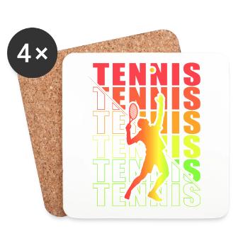 Tennis Bekleidung für Tennisspieler, Fans Coaches - Untersetzer (4er-Set) - Weiß - Vorne